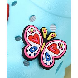 Cute Walk by Babyhug Back Strap Closure Clogs with Butterfly & Ice Cream Applique- Blue