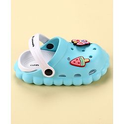 Cute Walk by Babyhug Back Strap Closure Clogs with Butterfly & Ice Cream Applique- Blue