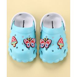 Cute Walk by Babyhug Back Strap Closure Clogs with Butterfly & Ice Cream Applique- Blue