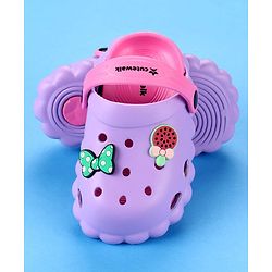 Cute Walk by Babyhug Back Strap Closure Clogs with Bow & Floral Applique - Purple