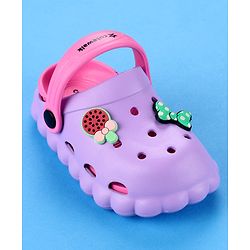 Cute Walk by Babyhug Back Strap Closure Clogs with Bow & Floral Applique - Purple