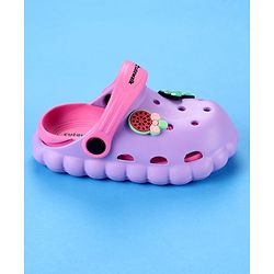 Cute Walk by Babyhug Back Strap Closure Clogs with Bow & Floral Applique - Purple