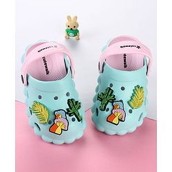 Cute Walk by Babyhug Clogs with Leaves Applique & Back Strap - Mint
