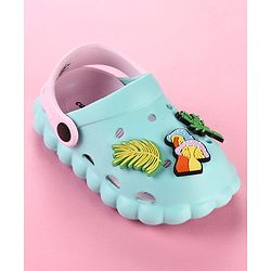 Cute Walk by Babyhug Clogs with Leaves Applique & Back Strap - Mint