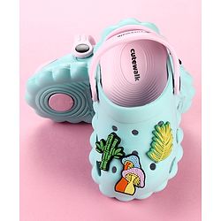 Cute Walk by Babyhug Clogs with Leaves Applique & Back Strap - Mint