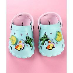Cute Walk by Babyhug Clogs with Leaves Applique & Back Strap - Mint