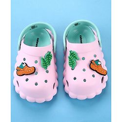 Cute Walk by Babyhug Back Strap Closure Clogs with Leaves  Applique - Pink