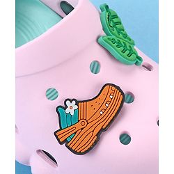 Cute Walk by Babyhug Back Strap Closure Clogs with Leaves  Applique - Pink