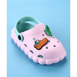 Cute Walk by Babyhug Back Strap Closure Clogs with Leaves  Applique - Pink
