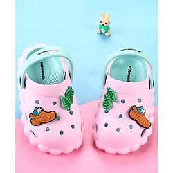 Cute Walk by Babyhug Back Strap Closure Clogs with Leaves  Applique - Pink