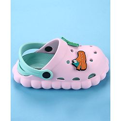 Cute Walk by Babyhug Back Strap Closure Clogs with Leaves  Applique - Pink