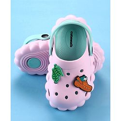 Cute Walk by Babyhug Back Strap Closure Clogs with Leaves  Applique - Pink