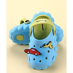 Cute Walk by Babyhug Back Strap Closure Clogs with Car Applique - Blue