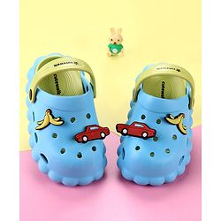 Cute Walk by Babyhug Back Strap Closure Clogs with Car Applique - Blue