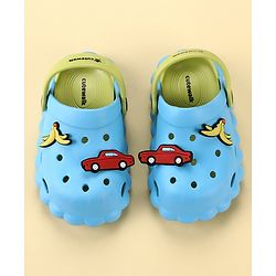 Cute Walk by Babyhug Back Strap Closure Clogs with Car Applique - Blue