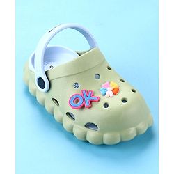 Cute Walk by Babyhug Back Strap Closure Clogs with Floral Applique - Green