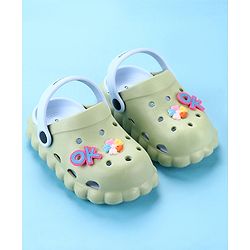 Cute Walk by Babyhug Back Strap Closure Clogs with Floral Applique - Green