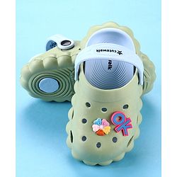 Cute Walk by Babyhug Back Strap Closure Clogs with Floral Applique - Green
