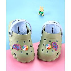 Cute Walk by Babyhug Back Strap Closure Clogs with Floral Applique - Green