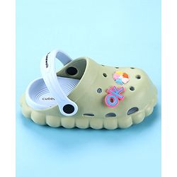 Cute Walk by Babyhug Back Strap Closure Clogs with Floral Applique - Green
