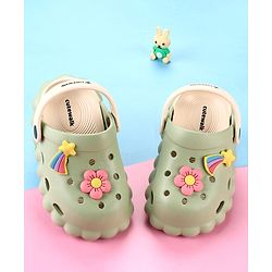 Cute Walk by Babyhug Back Strap Closure Clogs with Floral & Star Applique - Mint Green