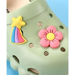 Cute Walk by Babyhug Back Strap Closure Clogs with Floral & Star Applique - Mint Green
