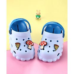 Cute Walk by Babyhug Back Strap Closure Clogs with Mushroom & Pizza Applique - Light Blue