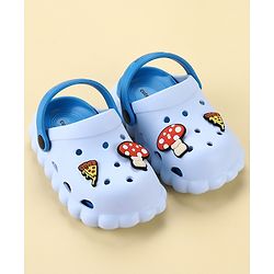 Cute Walk by Babyhug Back Strap Closure Clogs with Mushroom & Pizza Applique - Light Blue