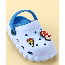Cute Walk by Babyhug Back Strap Closure Clogs with Mushroom & Pizza Applique - Light Blue