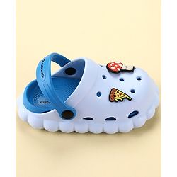 Cute Walk by Babyhug Back Strap Closure Clogs with Mushroom & Pizza Applique - Light Blue