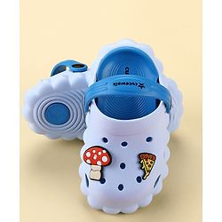 Cute Walk by Babyhug Back Strap Closure Clogs with Mushroom & Pizza Applique - Light Blue