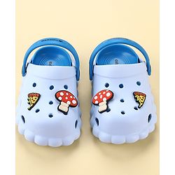 Cute Walk by Babyhug Back Strap Closure Clogs with Mushroom & Pizza Applique - Light Blue