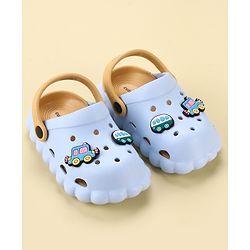 Cute Walk by Babyhug Back Strap Closure Clogs With Car Applique - Light Blue