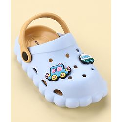 Cute Walk by Babyhug Back Strap Closure Clogs With Car Applique - Light Blue