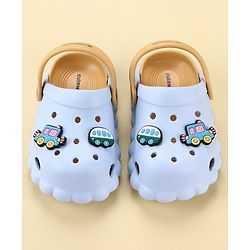 Cute Walk by Babyhug Back Strap Closure Clogs With Car Applique - Light Blue