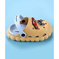 Cute Walk by Babyhug Back Strap Closure Clogs With Car Applique - Mustard