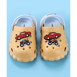 Cute Walk by Babyhug Back Strap Closure Clogs With Car Applique - Mustard