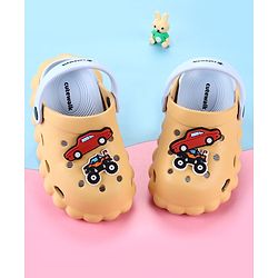 Cute Walk by Babyhug Back Strap Closure Clogs With Car Applique - Mustard