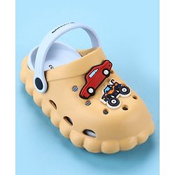 Cute Walk by Babyhug Back Strap Closure Clogs With Car Applique - Mustard