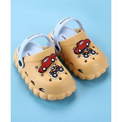 Cute Walk by Babyhug Back Strap Closure Clogs With Car Applique - Mustard