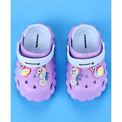 Cute Walk by Babyhug Back Strap Closure Clogs with Duck & Seahorse Applique - Purple