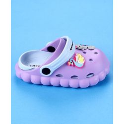 Cute Walk by Babyhug Back Strap Closure Clogs with Duck & Seahorse Applique - Purple