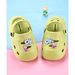 Cute Walk by Babyhug Back Strap Closure Clogs With Teddy Bear Applique - Lime Green
