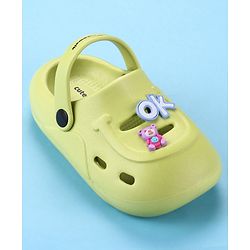Cute Walk by Babyhug Back Strap Closure Clogs With Teddy Bear Applique - Lime Green