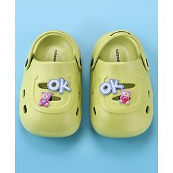 Cute Walk by Babyhug Back Strap Closure Clogs With Teddy Bear Applique - Lime Green