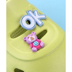 Cute Walk by Babyhug Back Strap Closure Clogs With Teddy Bear Applique - Lime Green