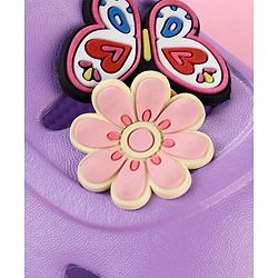 Cute Walk by Babyhug Clogs with Floral & Butterfly Applique & Back Strap - Purple