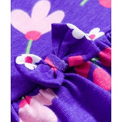 Babyhug Single Jersey Knit Full Sleeves Frock With Bloomer & Floral Print - Purple