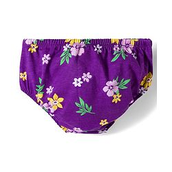 Babyhug Single Jersey Knit Full Sleeves Frock with Bloomer with Floral Print Frill Detailing & Bow Applique - Purple