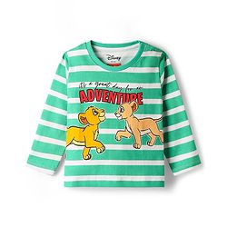 Babyhug Disney Single Jersey Full Sleeves Night Suit Set with Lion King Graphics - Light Green
